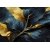 Artystyczna fototapeta z liśćmi w tonacji granatowo-złotej - RAD9112006